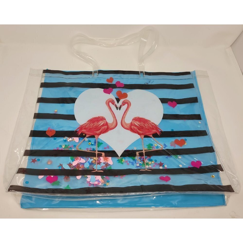Clear Tote Bag Transparent Flamingo Beach Shoulder - Picture 2 of 3